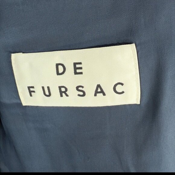 DE FURSAC Virgin wool Serge Fitted Lined Carbon Blue Suit Blazer Jacket 46R S/M - Picture 9 of 10